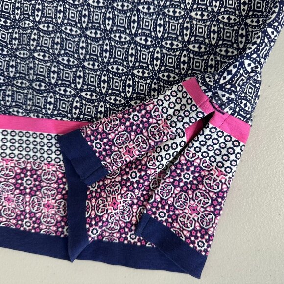 Coolibar Oceanside Midi Dress Size L Blue Geometric Long Sleeve UPF 50 - Picture 5 of 10